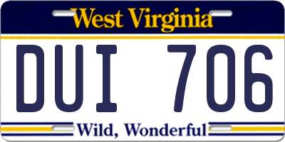 WV license plate DUI706