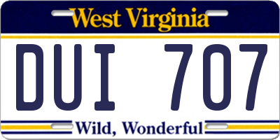 WV license plate DUI707