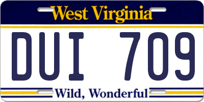 WV license plate DUI709
