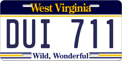 WV license plate DUI711