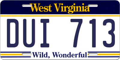 WV license plate DUI713