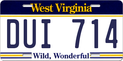 WV license plate DUI714