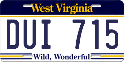 WV license plate DUI715