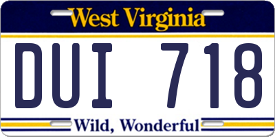 WV license plate DUI718