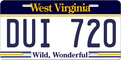 WV license plate DUI720