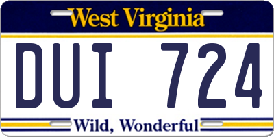 WV license plate DUI724