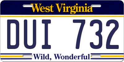 WV license plate DUI732