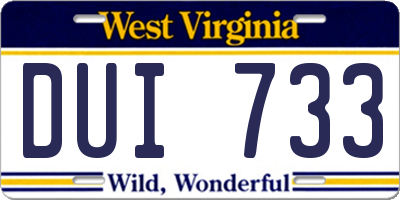 WV license plate DUI733