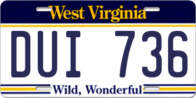 WV license plate DUI736