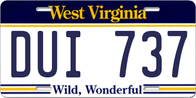 WV license plate DUI737