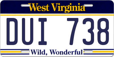 WV license plate DUI738