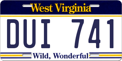 WV license plate DUI741