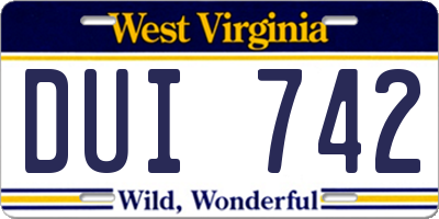 WV license plate DUI742
