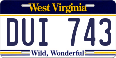 WV license plate DUI743