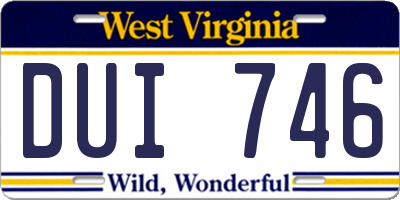 WV license plate DUI746