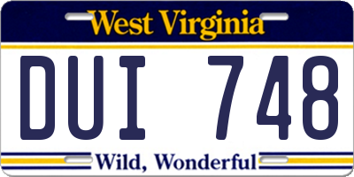 WV license plate DUI748