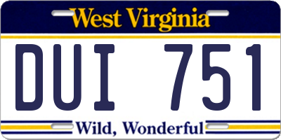 WV license plate DUI751