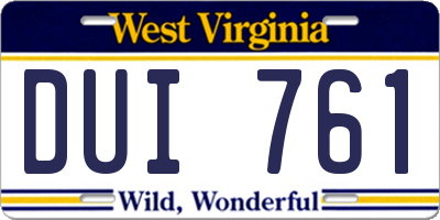 WV license plate DUI761