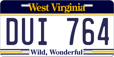 WV license plate DUI764