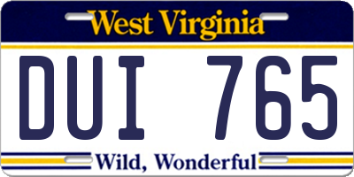 WV license plate DUI765