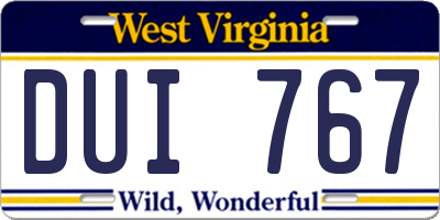 WV license plate DUI767