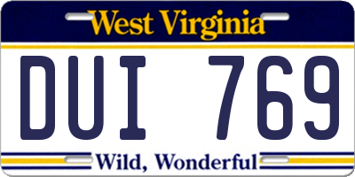 WV license plate DUI769