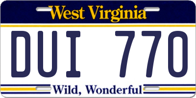 WV license plate DUI770