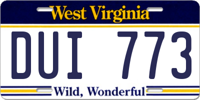 WV license plate DUI773
