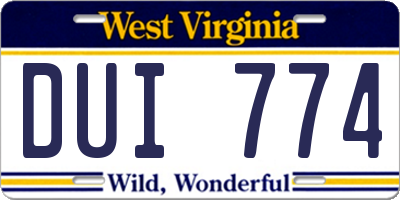 WV license plate DUI774