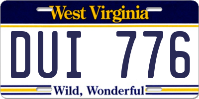 WV license plate DUI776