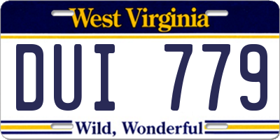 WV license plate DUI779