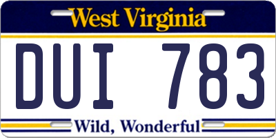 WV license plate DUI783