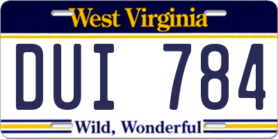 WV license plate DUI784
