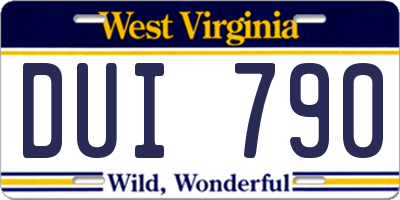 WV license plate DUI790