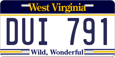 WV license plate DUI791