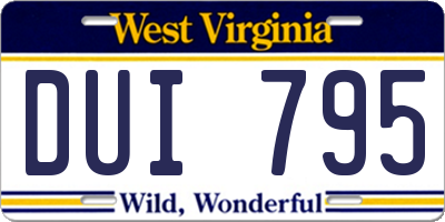 WV license plate DUI795