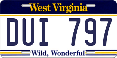WV license plate DUI797