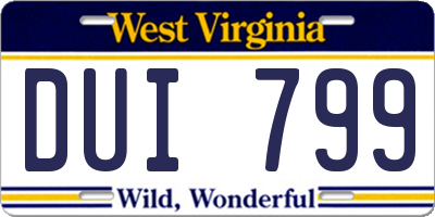 WV license plate DUI799