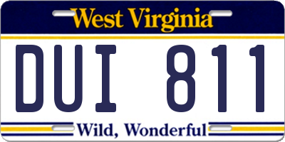 WV license plate DUI811