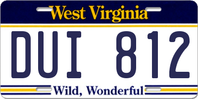 WV license plate DUI812