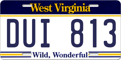 WV license plate DUI813