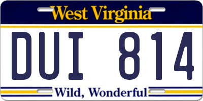 WV license plate DUI814