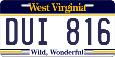 WV license plate DUI816