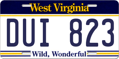 WV license plate DUI823