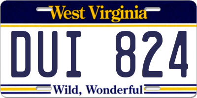 WV license plate DUI824
