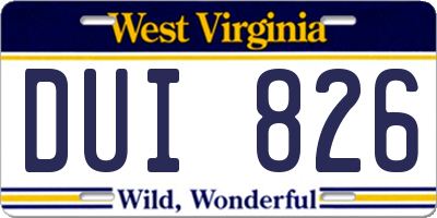 WV license plate DUI826
