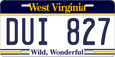 WV license plate DUI827