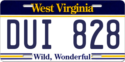 WV license plate DUI828