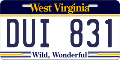 WV license plate DUI831