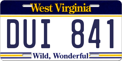 WV license plate DUI841